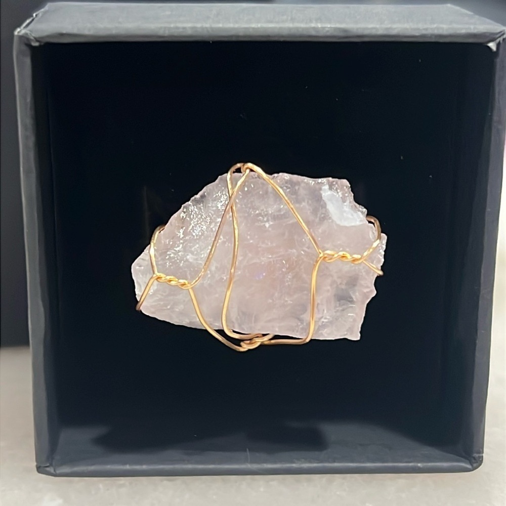 Rose Quartz Hand Wrapped Copper Wire Ring